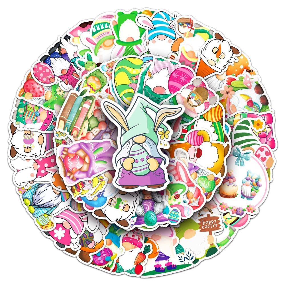 Pacote de adesivos Easter Gnomes, vinil impermeável, 54 unidades