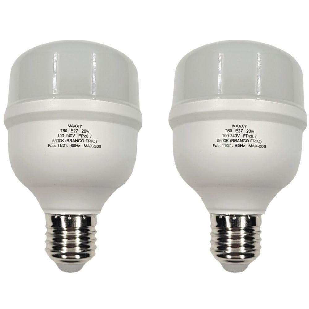Kit Com 2 Lâmpadas Bulbo Led 20w 6500k Max-0206