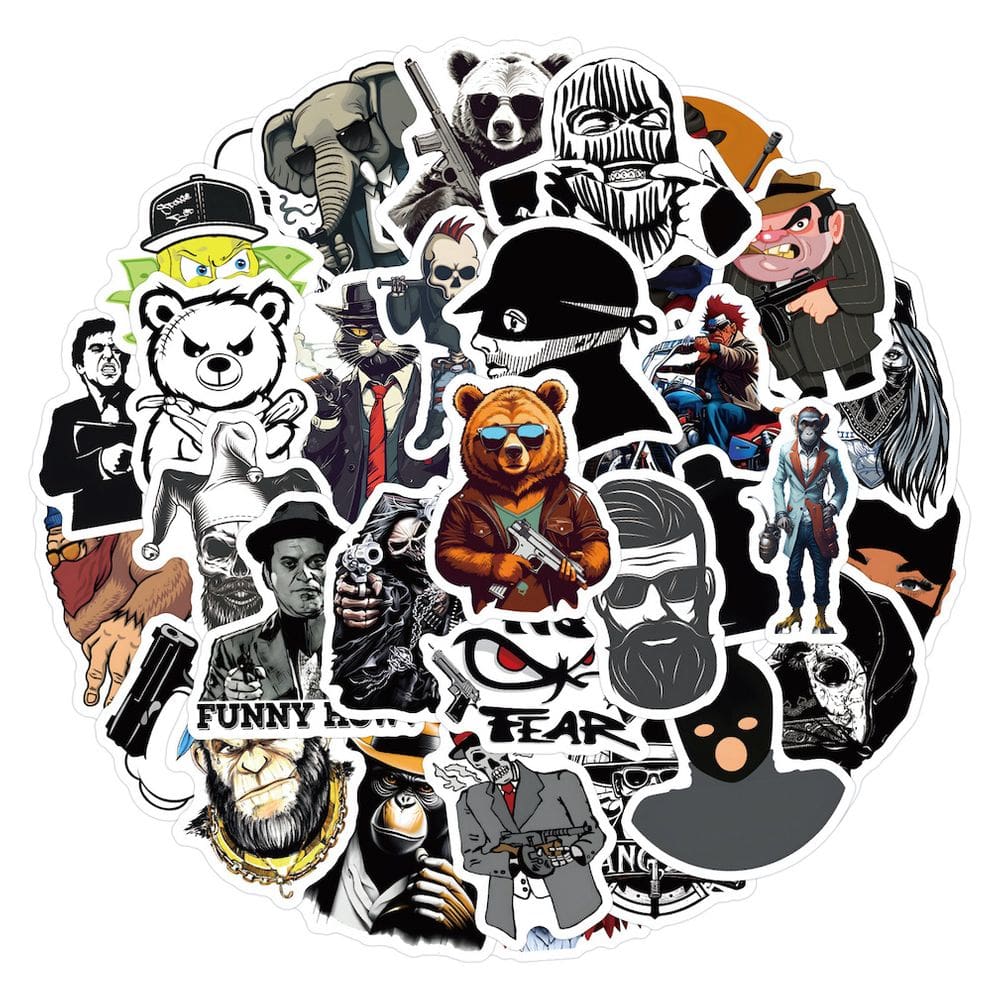 Pacote de adesivos Gangsters Anime 60 unidades de desenho animado decorativo de 5 a 8 cm