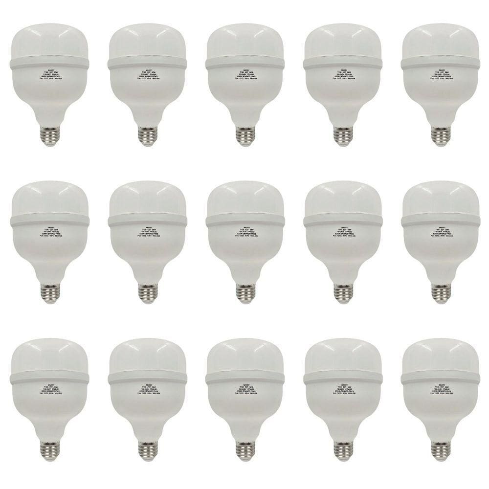 Kit Com 15 Lâmpadas De Led Bulbo E27 50w 6500k Bivolt Max-0506