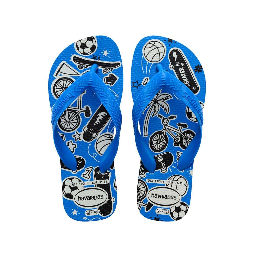 Sandália Havaiana Kids Athletic Cor Branco e Azul 29/30