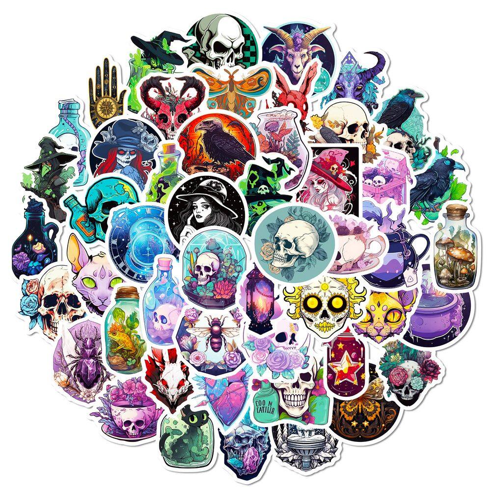 Pacote de adesivos Pharmacist Skull Anime Waterproof Vinyl x50