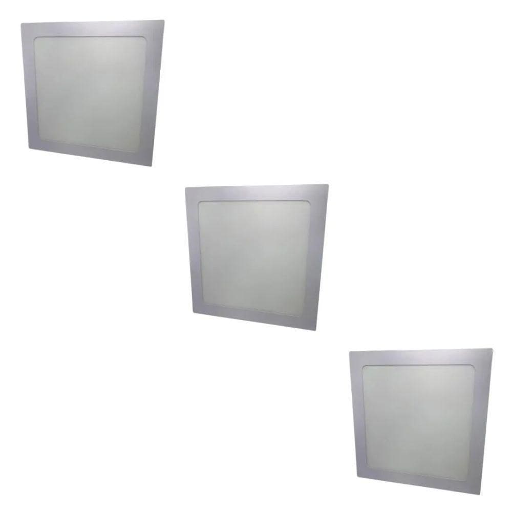 Kit Com 3 Painéis Plafon Led Embutir Quadrado 18w 6500k Max-0359