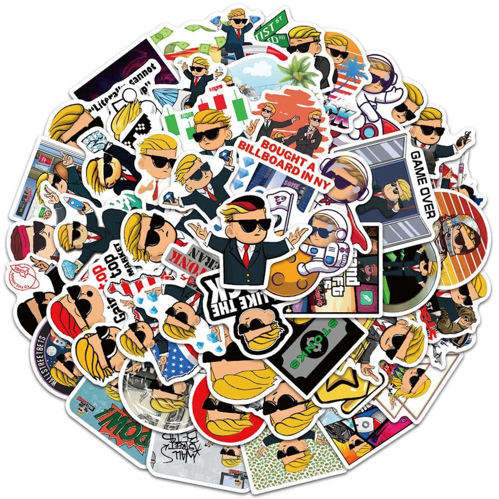 Pacote de adesivos Yolos Stonks Walls Street Casinoes Anime x50