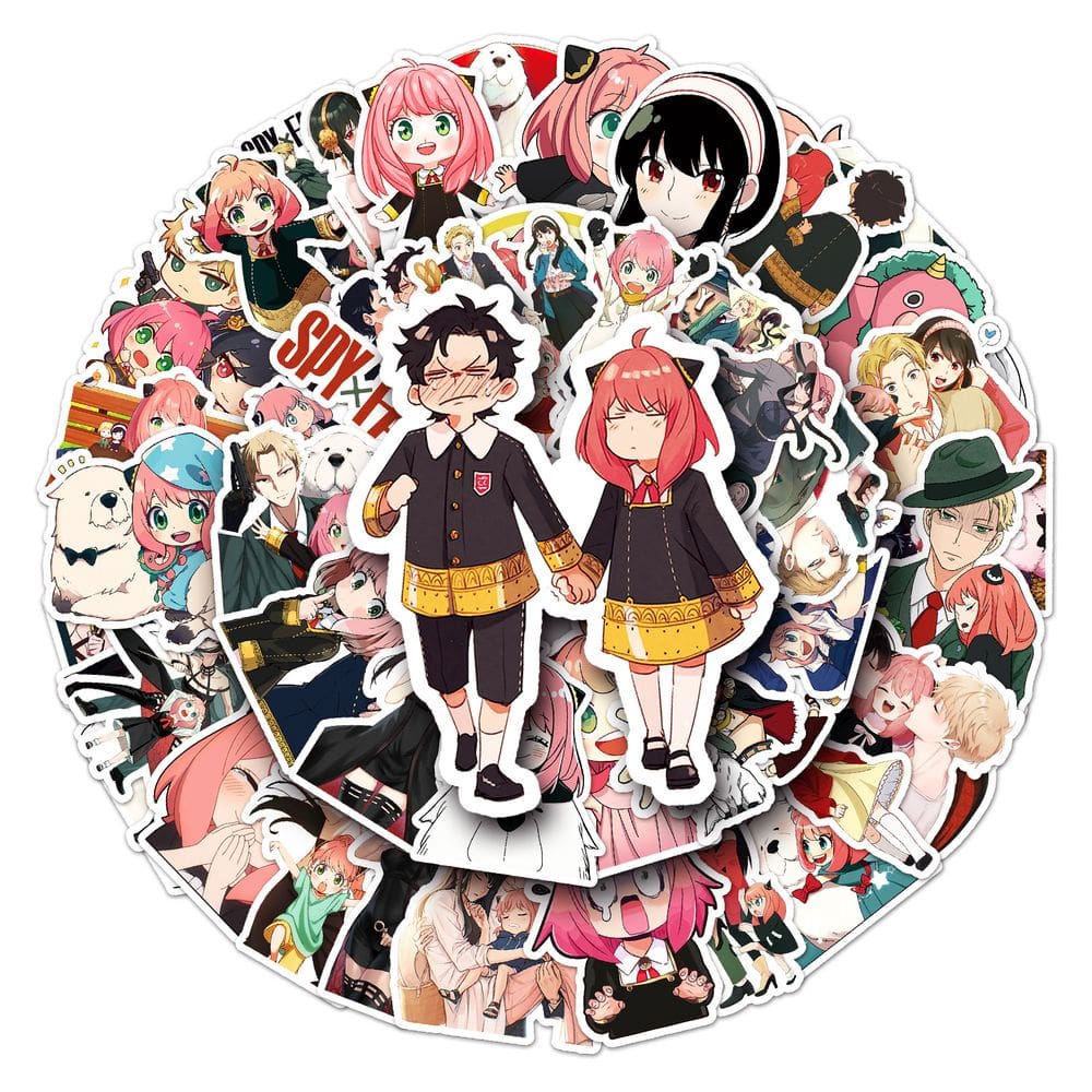 Pacote de adesivos Spys Familys Anime Waterproof Vinyl 50 unidades