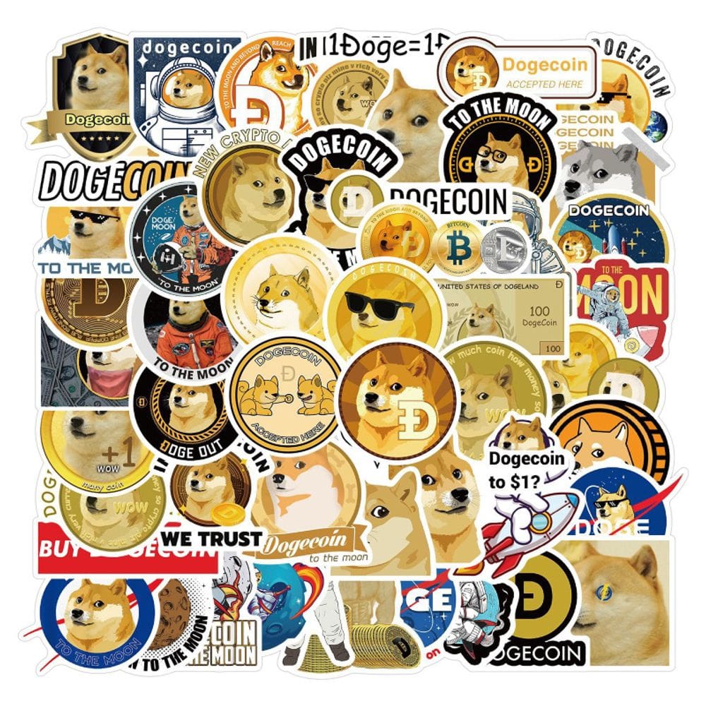 Adesivos Dogecoins em vinil impermeável Anime 50 unidades/lote