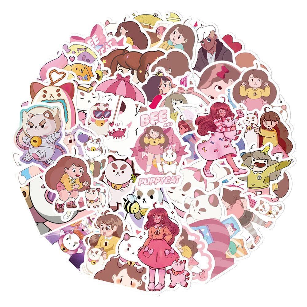 Pacote de adesivos Bees And Puppycats And Puppycats Anime 50 unidades