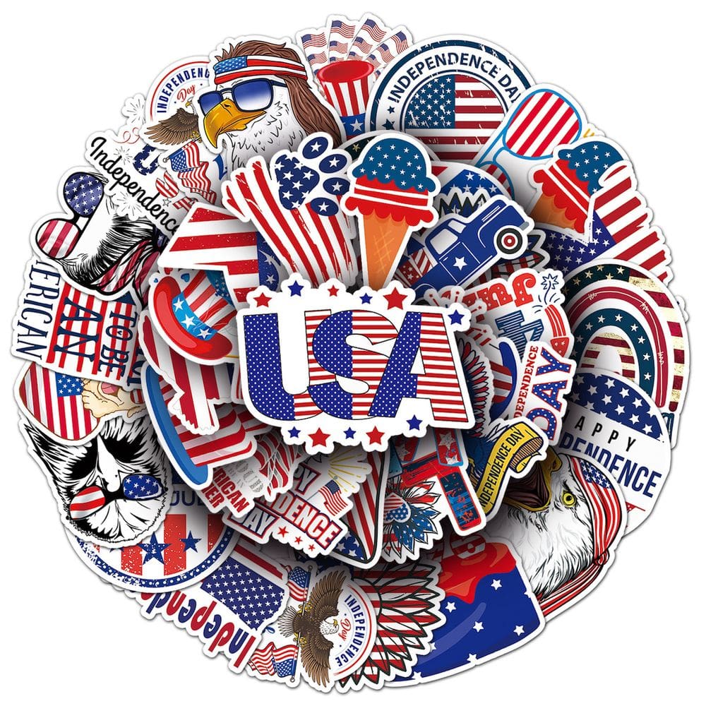 Adesivos American Independence Day Anime 50 peças de PVC impermeável