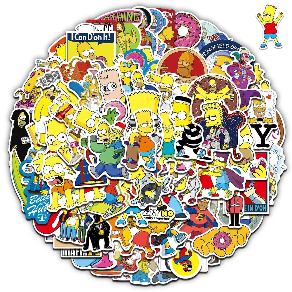 Pacote de adesivos Simpsons Anime Waterproof Vinyl 100 unidades