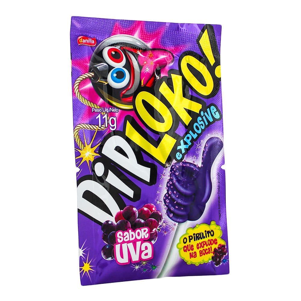 Pirulito Dip Loko Explosive Sabor Uva 11g