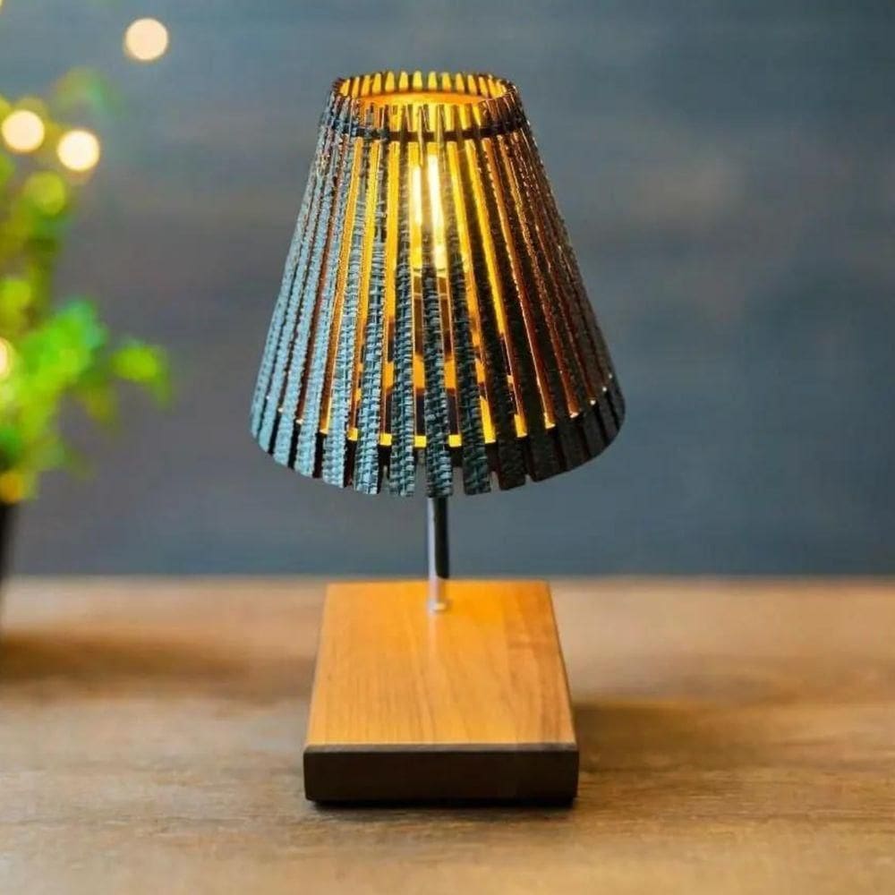 Luminária Nero De Mesa Mdf Laminado Laminado Freijó