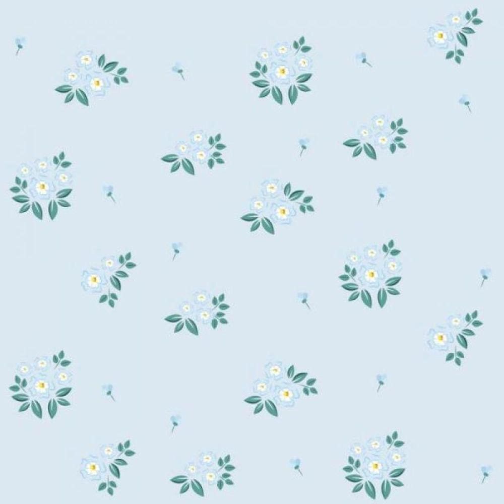 Papel De Parede Flor Azul