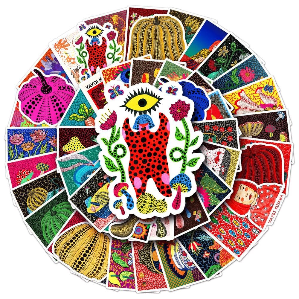 Adesivos Yayois Kusamas Paintings em vinil impermeável 50 unidades