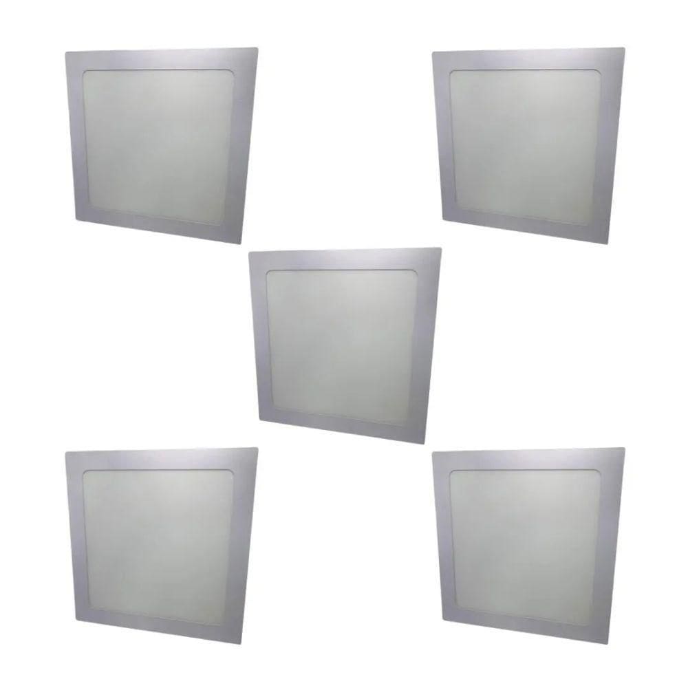 Kit Com 5 Painéis Plafon Led Embutir Quadrado 18w 6500k Max-0359