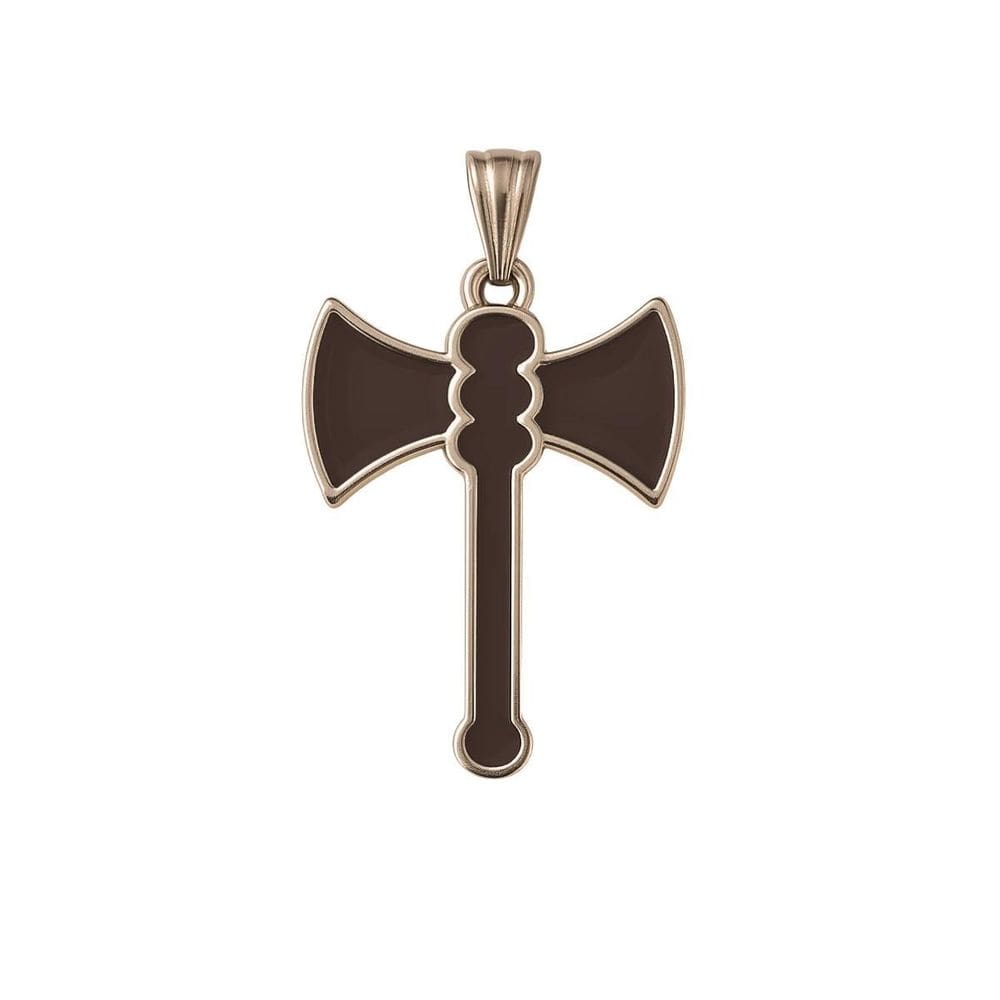 Pingente Machado Xangô Marrom Escuro 3,5 Cm Metal Niquelado