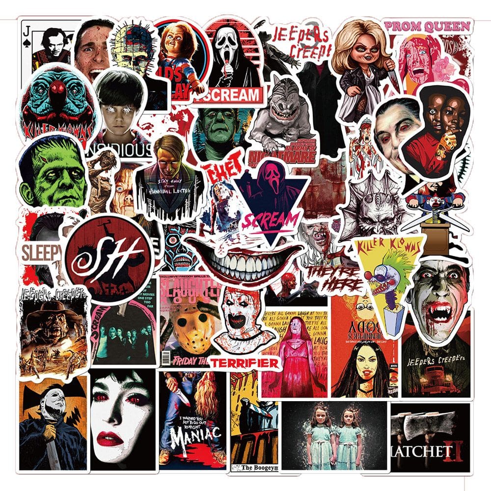 Adesivos 50 unidades/lote Horrors Chuckys Jasons Jokers à prova d`água