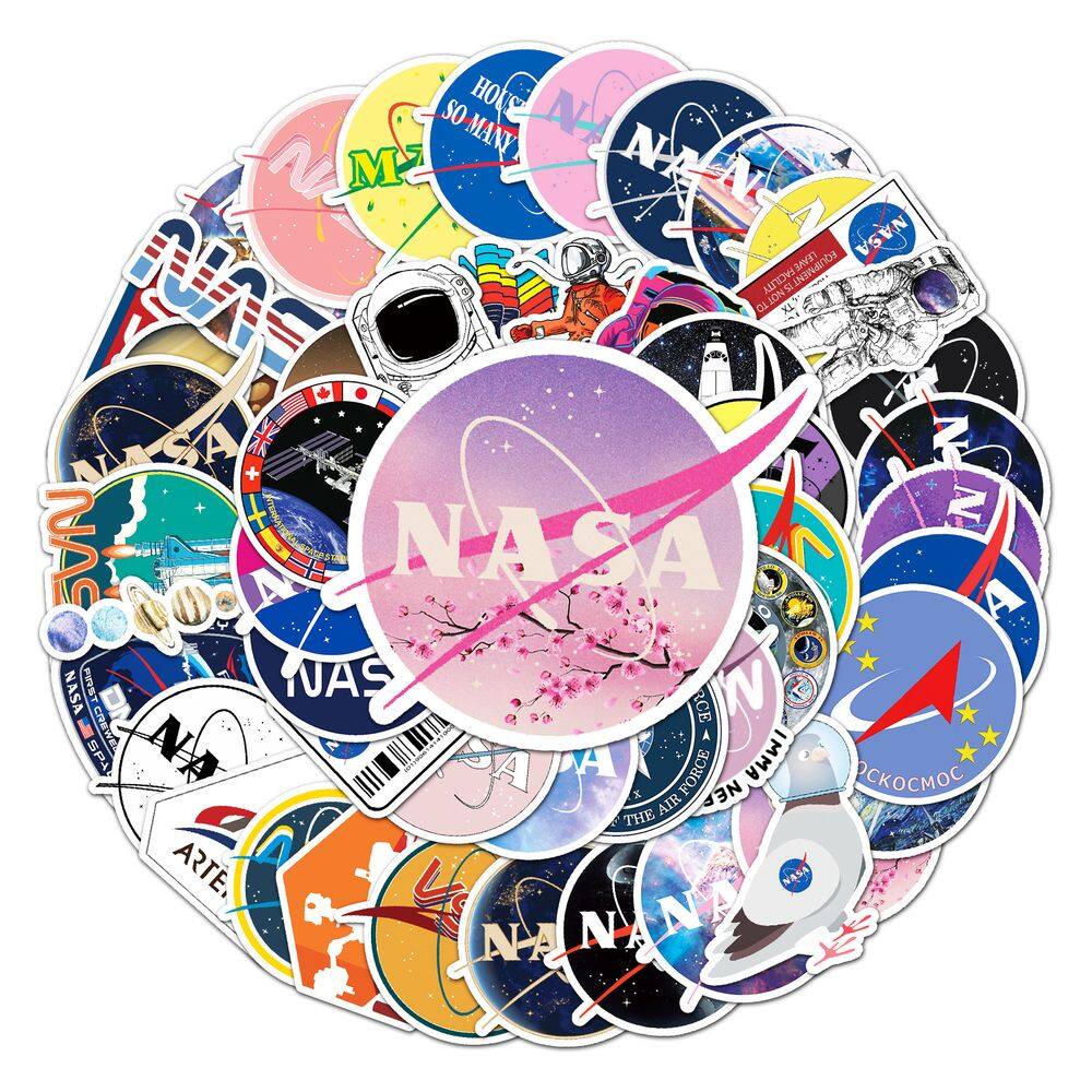 Adesivos NASA Space Photos, vinil impermeável, 50 unidades