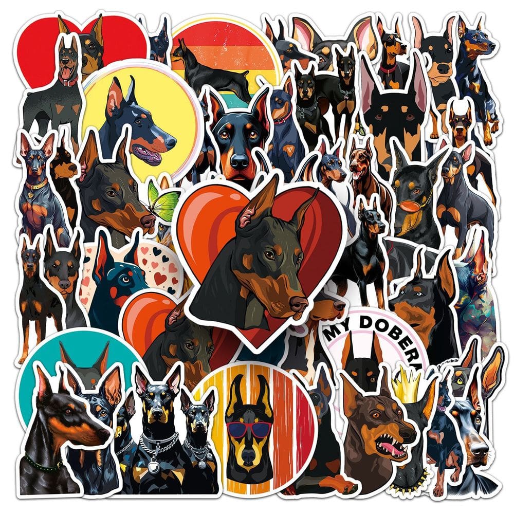 Adesivos Dobermanns Dogs, vinil impermeável, anime, 50 unidades/lote