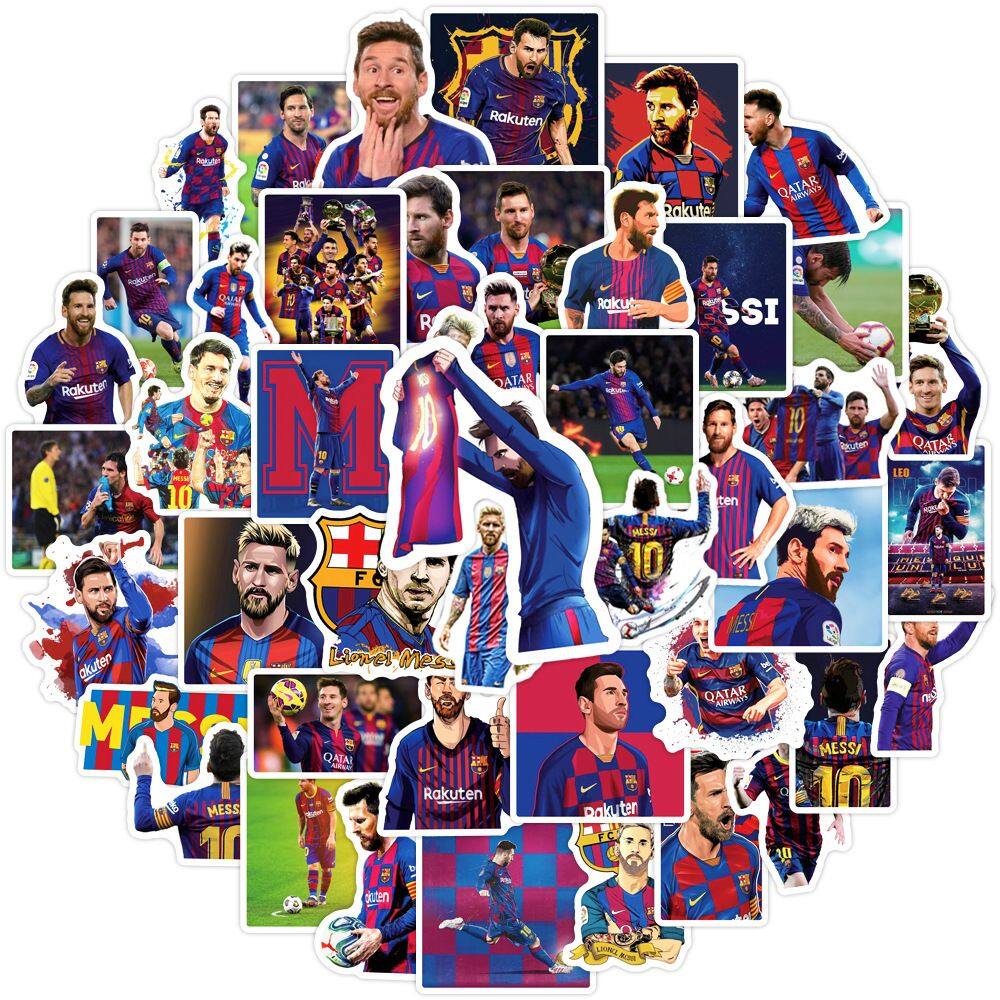 Pacote de adesivos Messis Football Star, vinil impermeável, 50 unidades