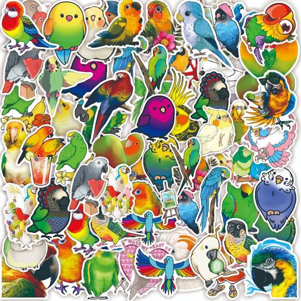 Pacote de adesivos Talking Parrot Color Bird 50 unidades à prova d`água