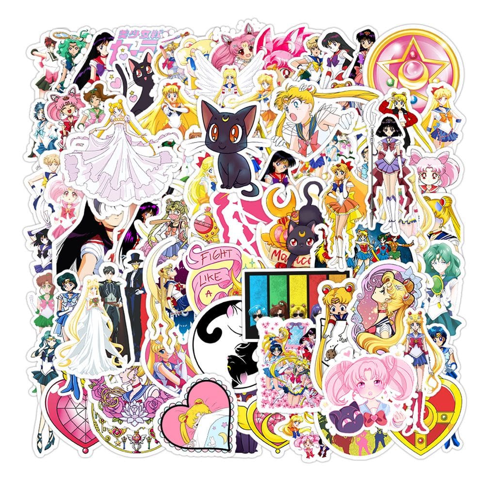 Adesivos Sailors Moons, vinil impermeável, anime, 75 unidades