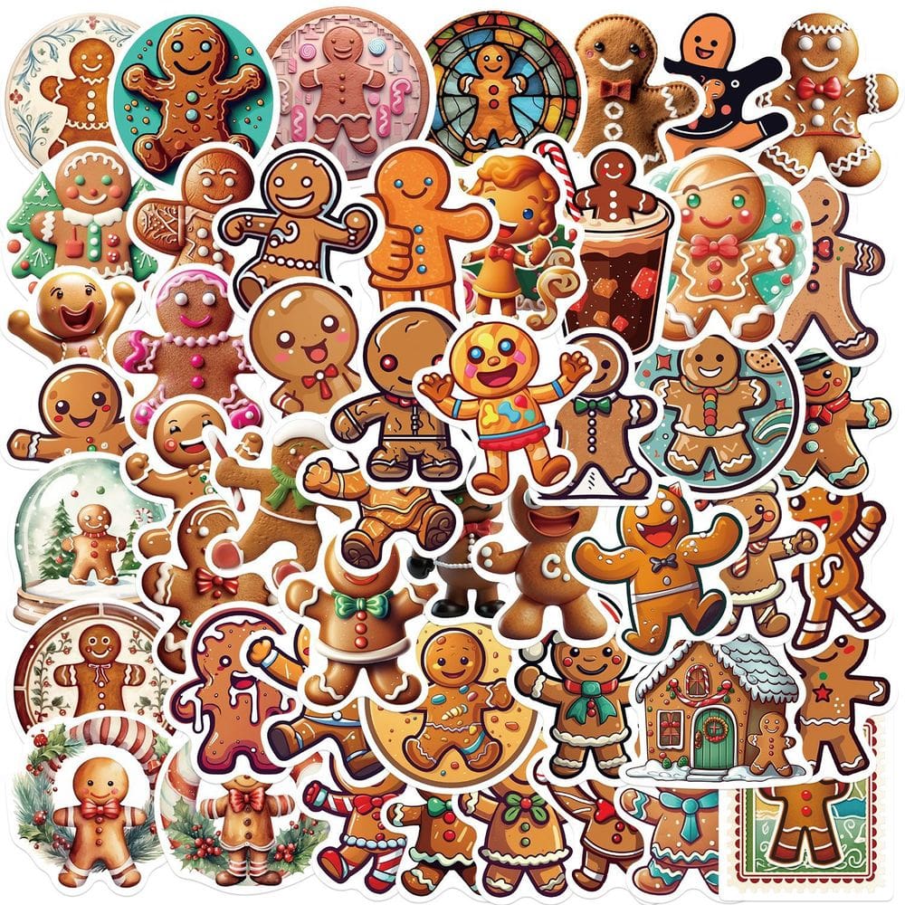 Adesivos Gingerbread Man, vinil impermeável, anime, 50 unidades