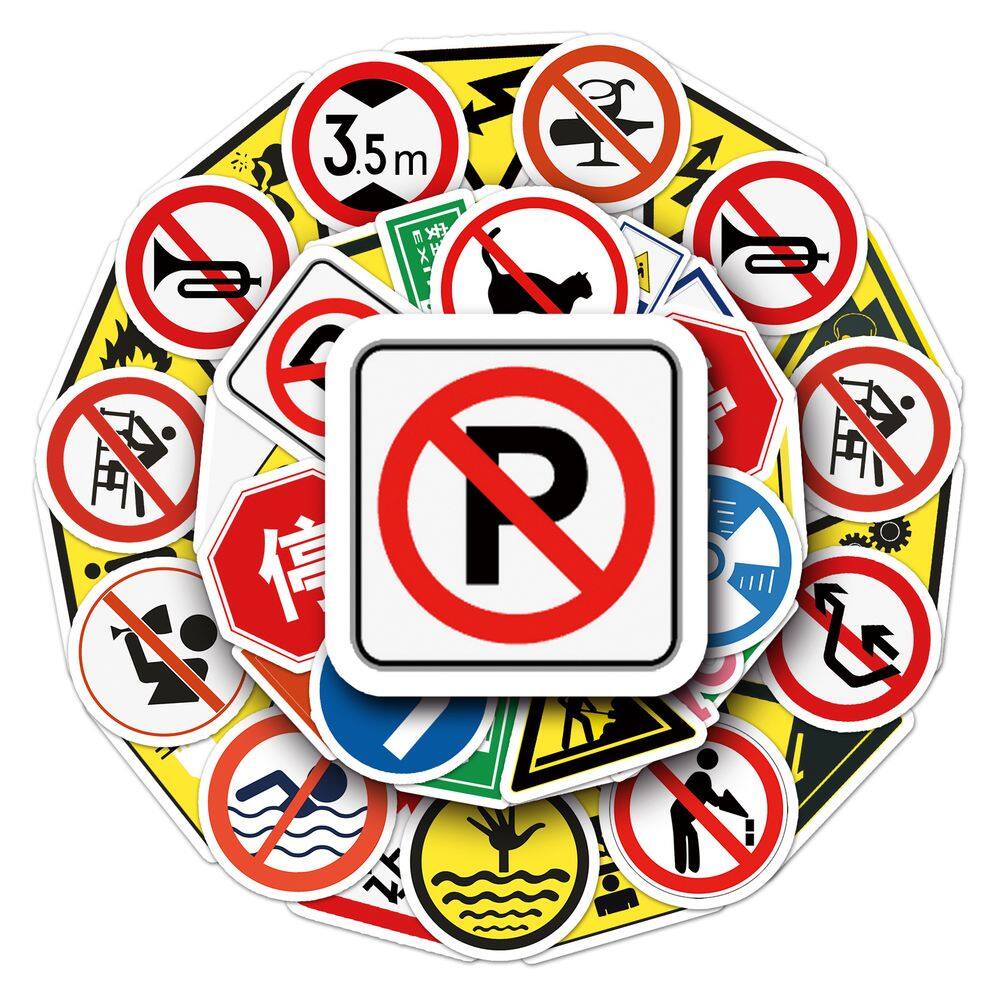 Pacote de adesivos No Park Sign Anime, vinil impermeável, 50 unidades