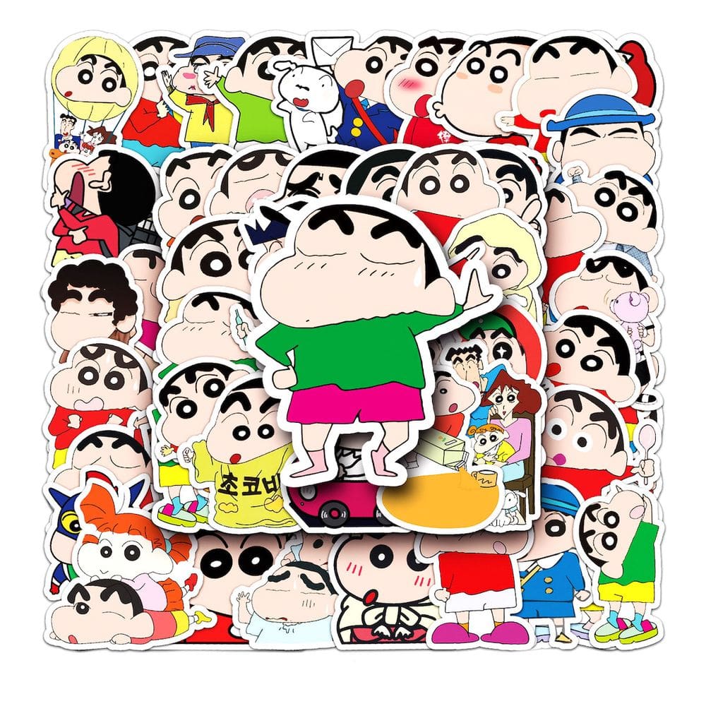 Adesivos ShinChans Cartoon Anime 51 peças com lápis de cor para bricolage