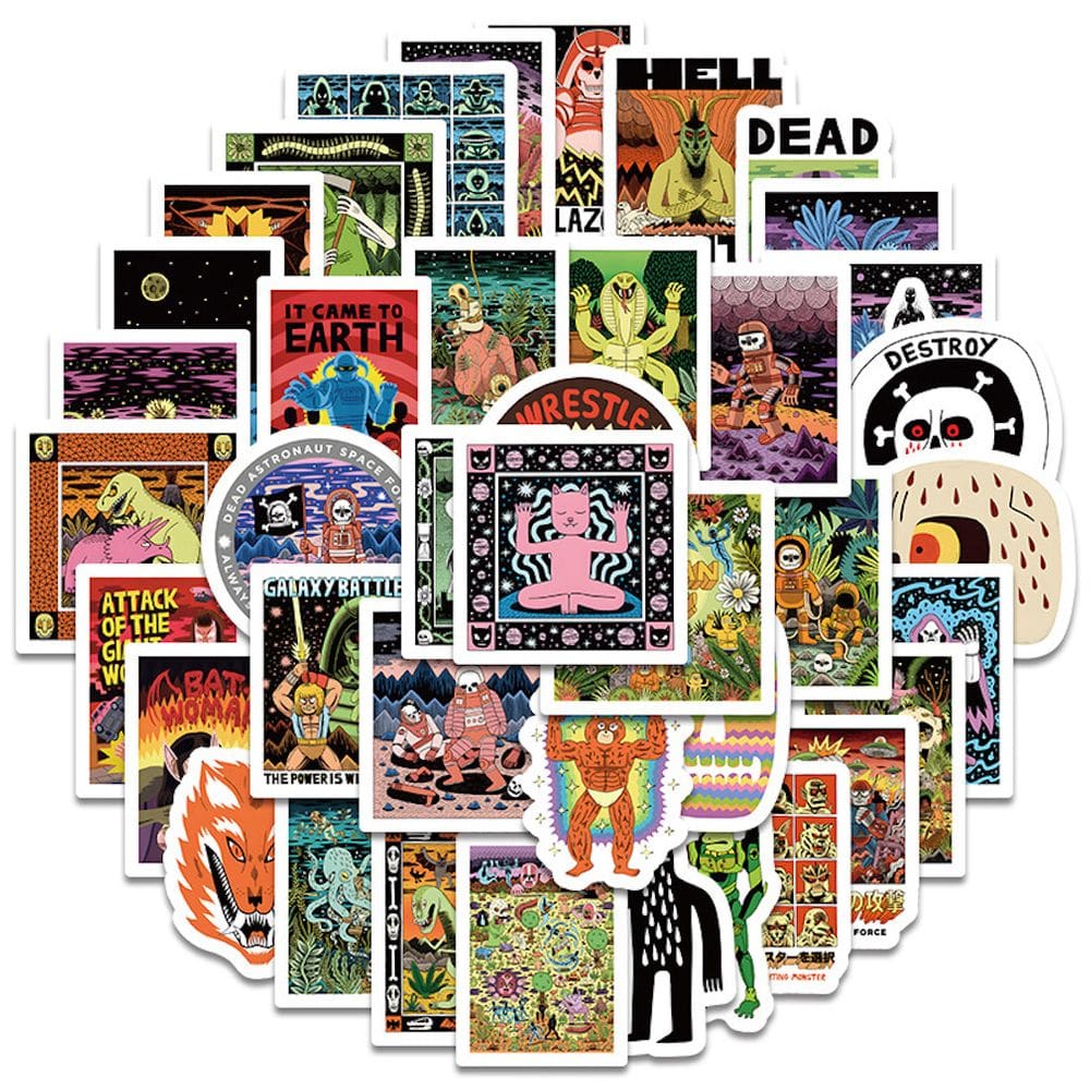 O pacote de adesivos destrói anime. 50 unidades de adesivos decorativos de desenhos animados