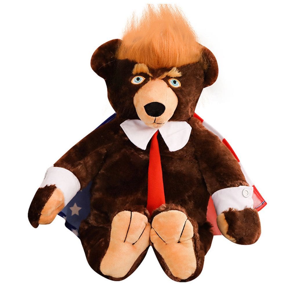 Boneca de brinquedo de pelúcia Trumps Bear American Flag 60 cm marrom