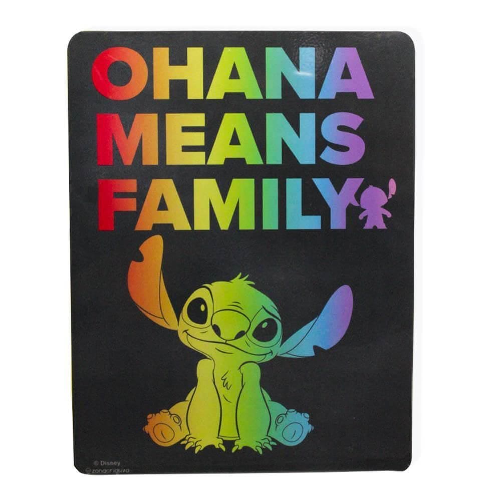 Placa Pride Ohana - Lilo E Stitch - Metal 26Cm