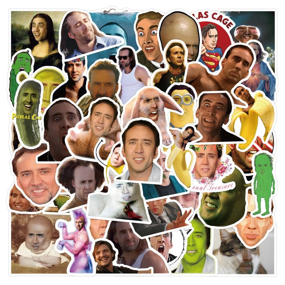 Pacote de adesivos Nicolas Cages, anime, vinil impermeável, 50 unidades