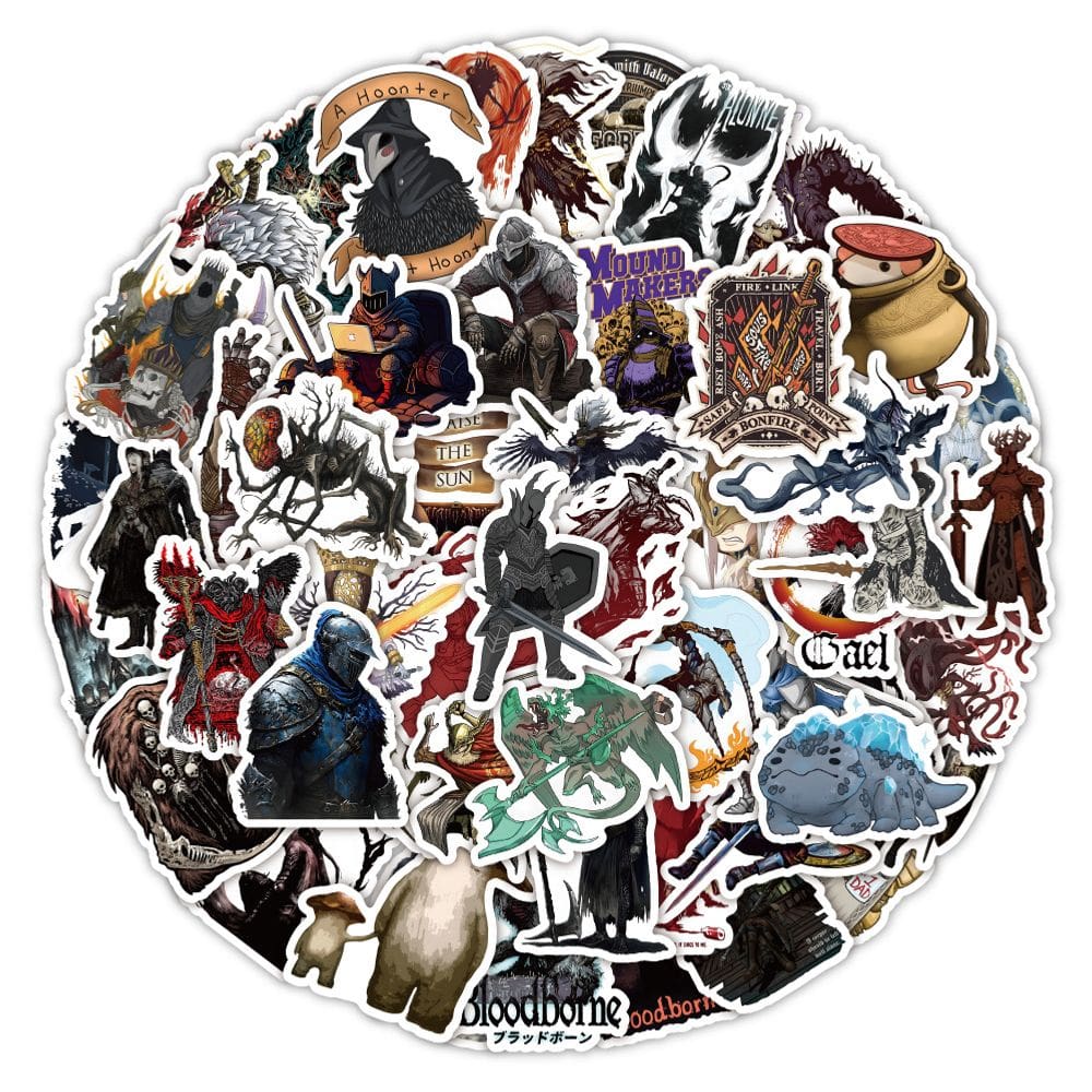 Pacote de adesivos Dark Souls Ashens Ones Anime 50 unidades à prova d`água