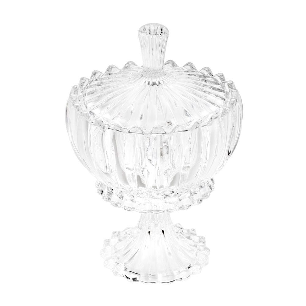 Bomboniere Potiche de Cristal C/Pé Geneva Transparente 25x17cm Wolff