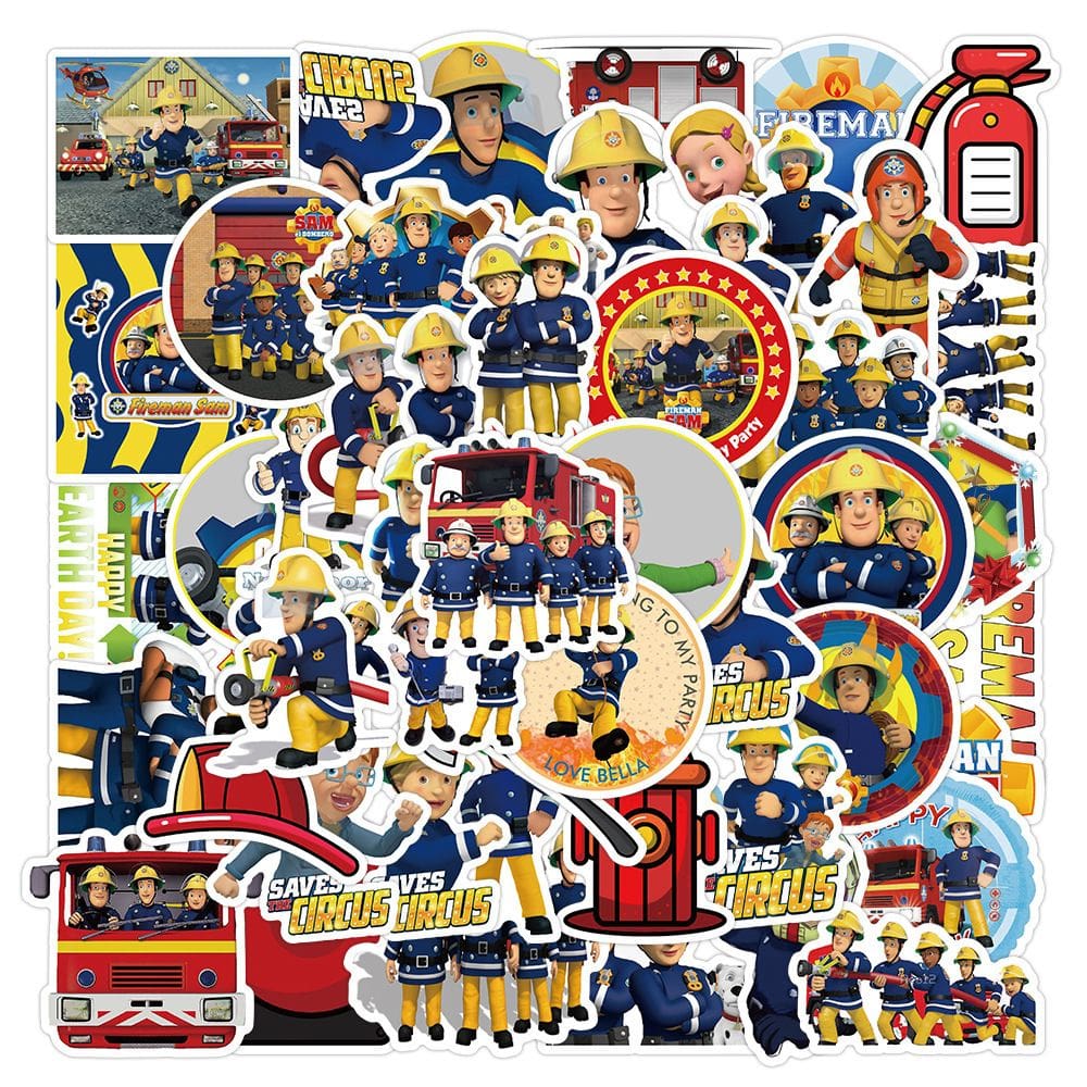 Adesivos Firemans Sams, vinil impermeável, anime, 50 unidades/lote
