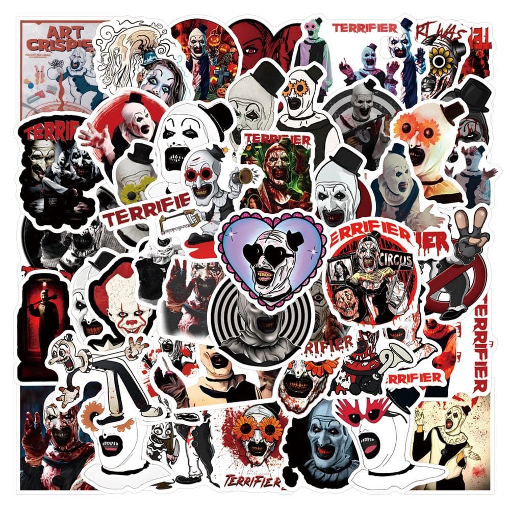 Adesivos Terrifiers, vinil impermeável, anime, 55 unidades
