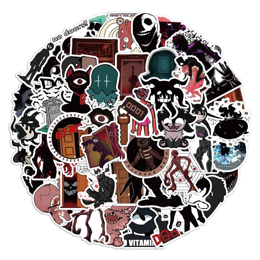 Pacote de adesivos Door Horrors Anime Waterproof Vinil 50 unidades