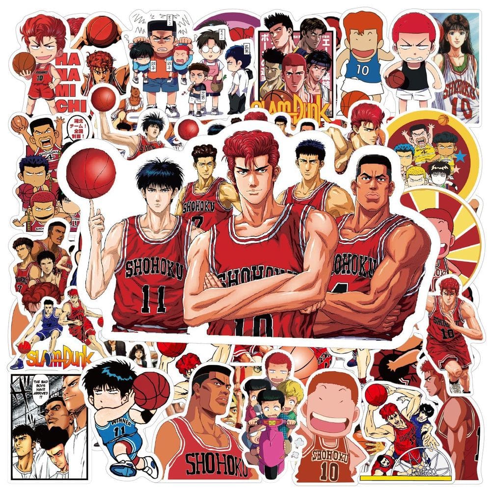 Adesivos Slams Dunks, vinil impermeável, anime, 50 unidades/lote