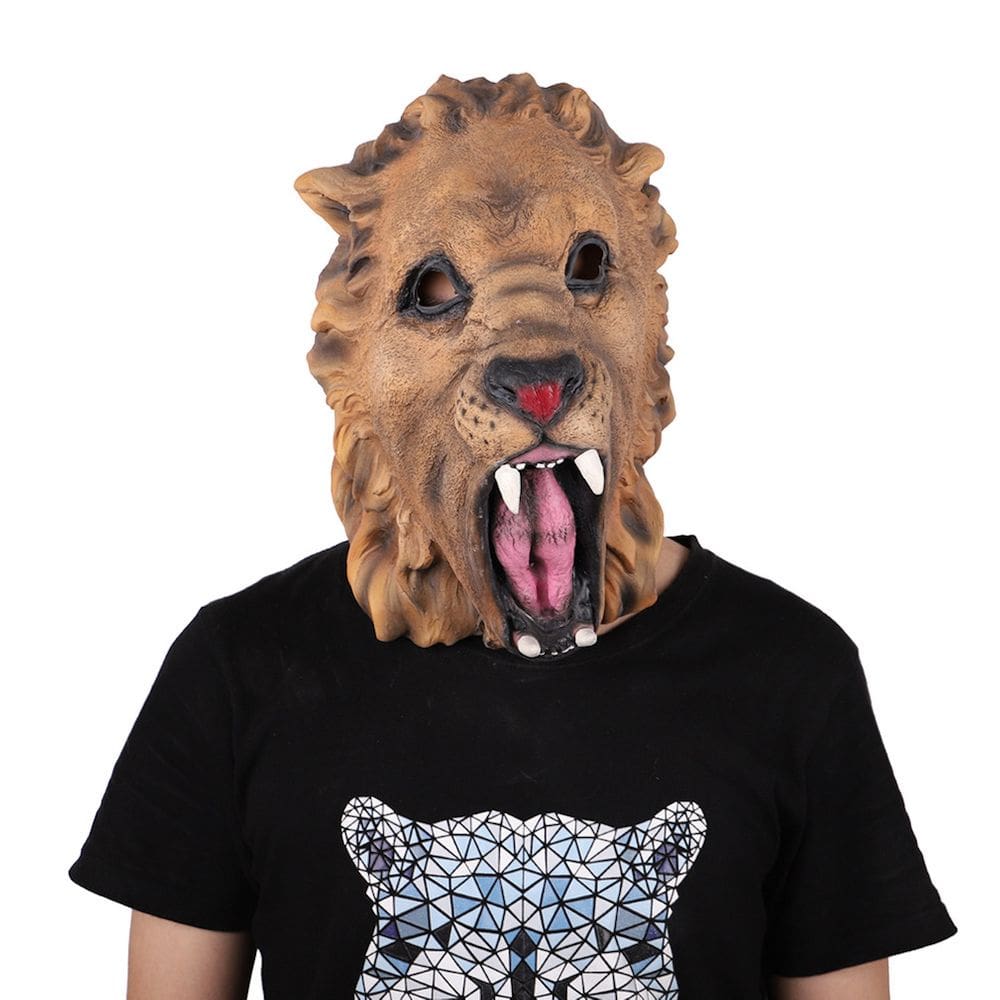 Headgear Animal Headgear Lion Máscara de látex para o carnaval de Halloween
