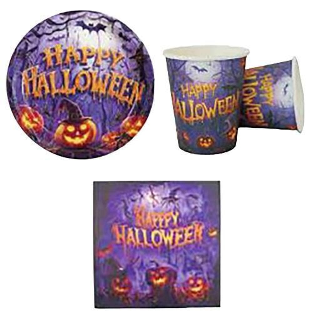 Kit 60 Pratos Copos Papel Halloween Dia Das Bruxas Papel