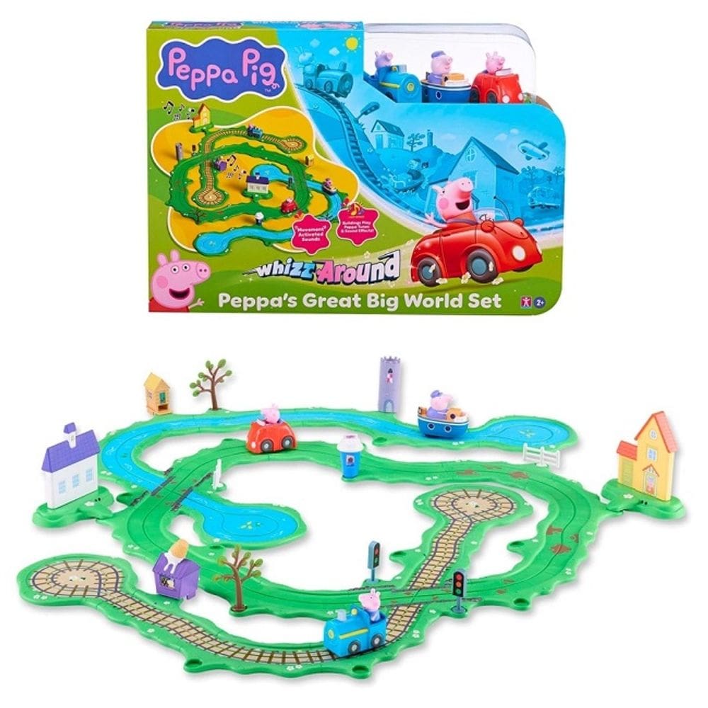 Peppa Pig Playset Passeio Cidade Interativo – Trem, Barco e Carro Motorizados – Com Som -Sunny