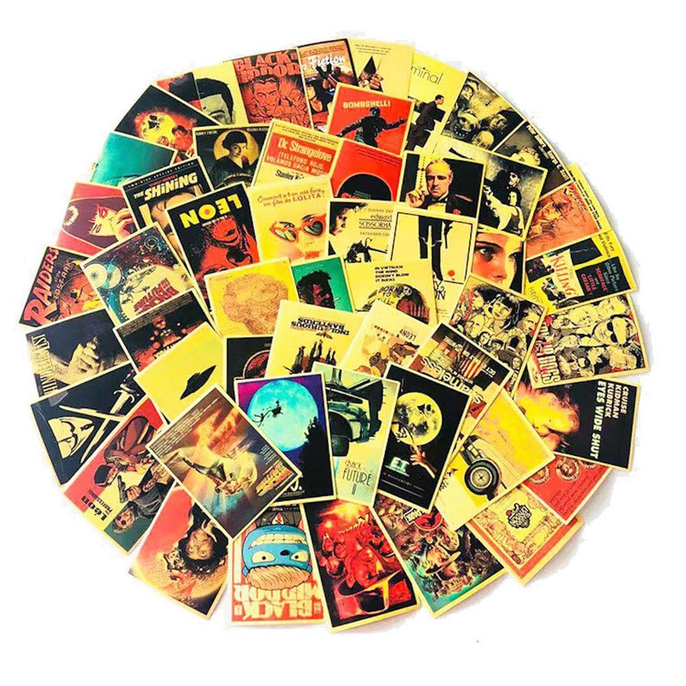 Pacote de adesivos OldSchool Movie Poster Anime Waterproof 54 unidades