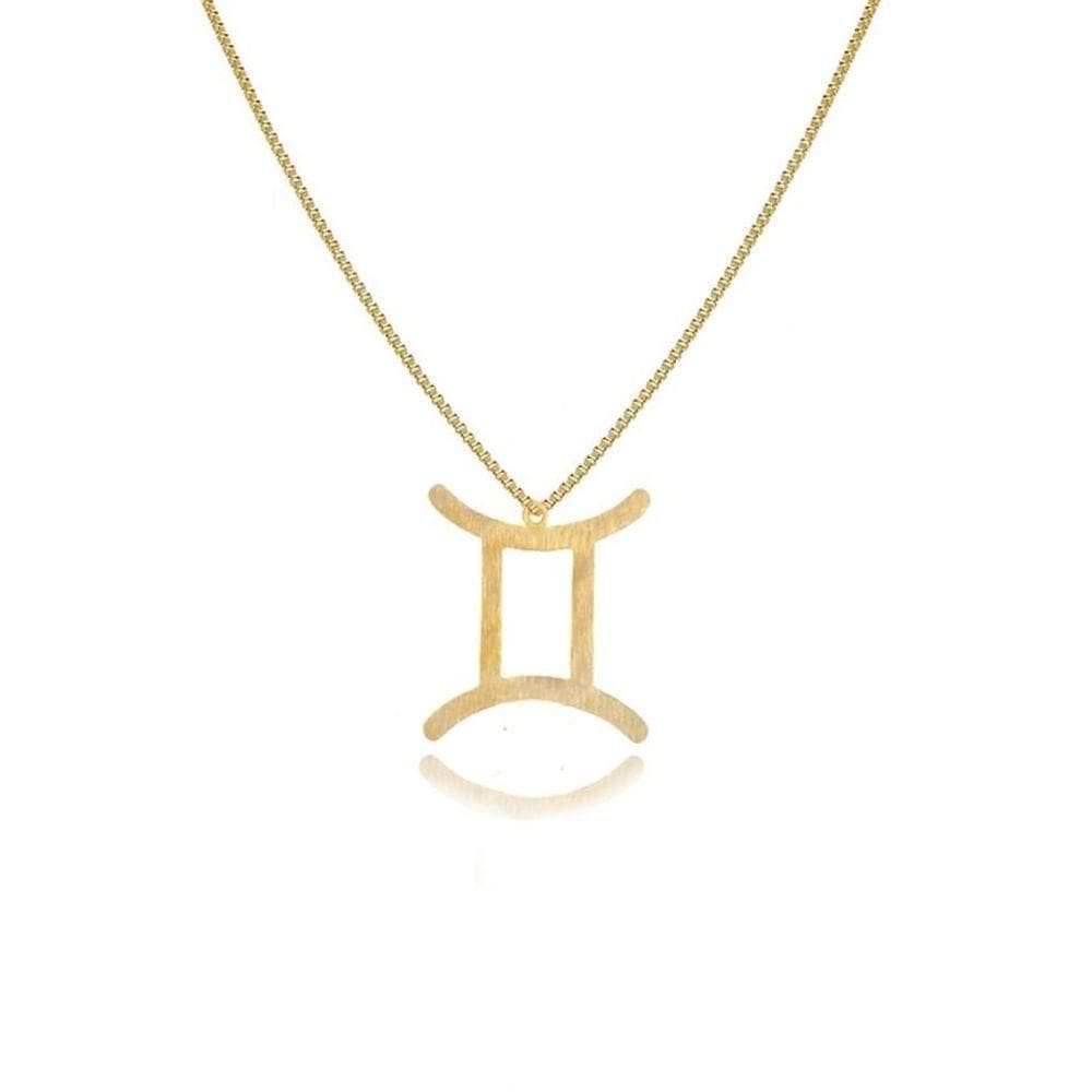 Colar Personalizado Signo De Gêmeos Folheado Em Ouro 18k