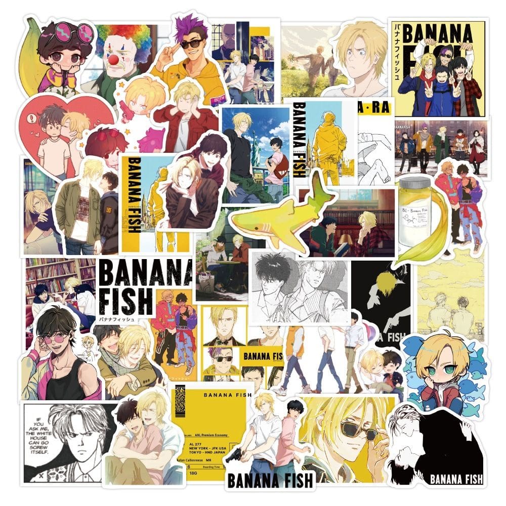 Adesivos BananAss Fishs Anime em vinil impermeável 50 unidades
