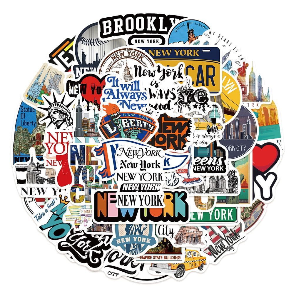 Adesivos de vinil impermeável New York, anime, 50 unidades/lote, 5-7 cm