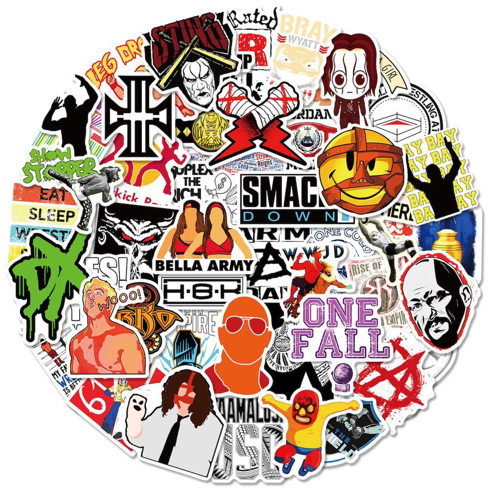 Pacote de adesivos Wwes Wrestlings Anime 50 unidades de adesivos de texto de 4-8 cm