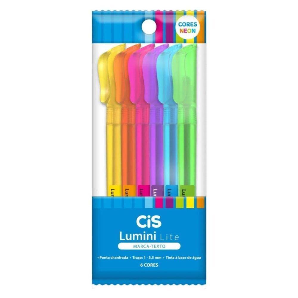 Caneta Marca-Texto Lumini Lite Neon 3.5Mm 6 Cores Cis