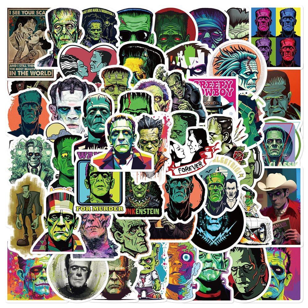Adesivos de vinil à prova d`água Frankensteins, anime, 52 unidades