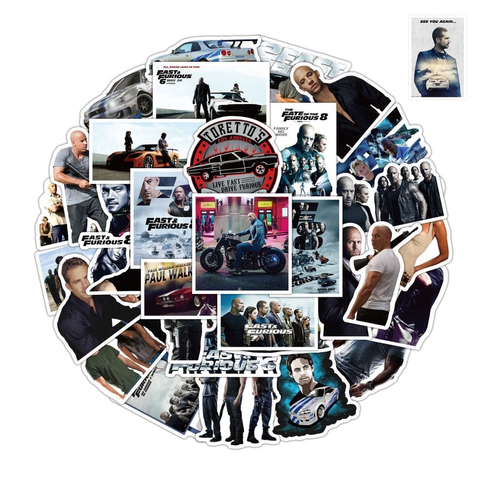 Pacote de adesivos Fasts And Furiouss And Furiouss And Furious And Furious, vinil