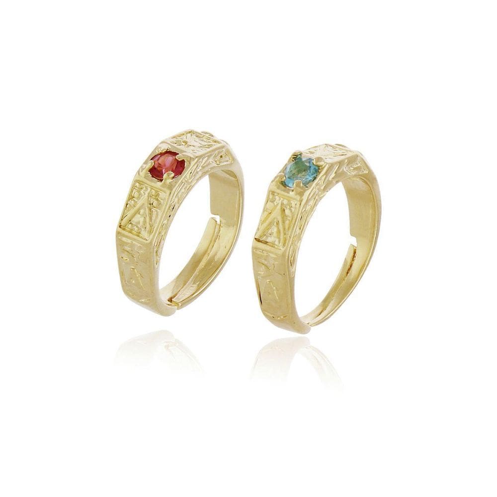 Anel Infantil Abc 5 Ano Banhado A Ouro, Ajustavel, Regulavel